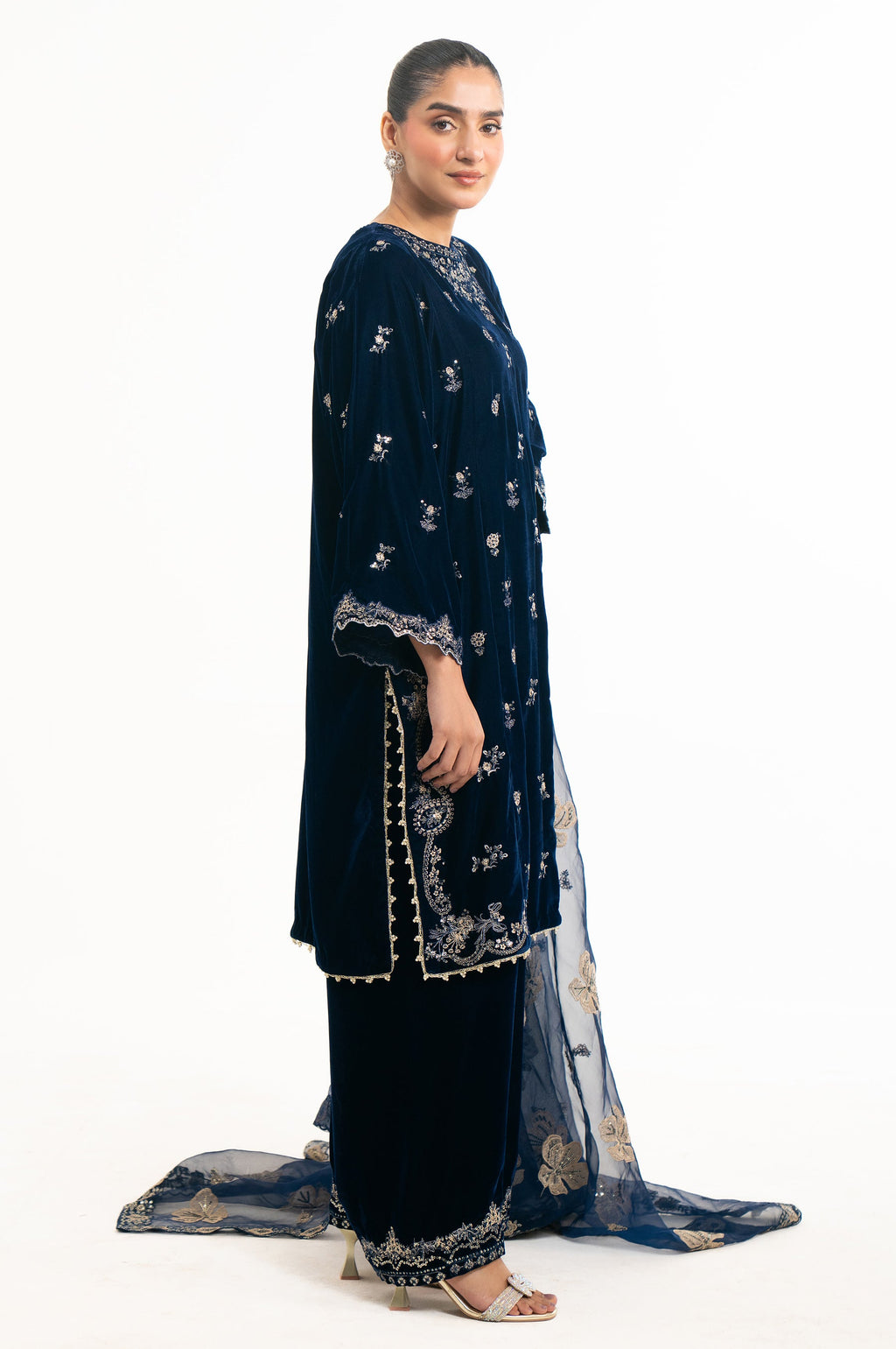EMBROIDERED VELVET STITCHED SHIRT DUPATTA