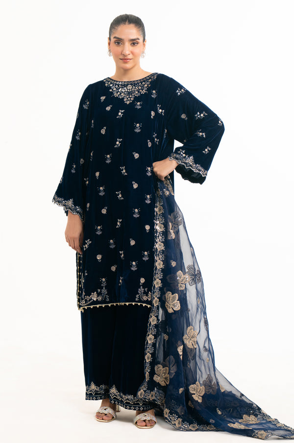 STITCHED EMBROIDERED VELVET SUIT