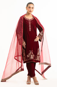 STITCHED EMBROIDERED VELVET SUIT