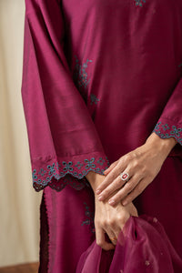 EMBROIDERED COTTON SILK STITCHED 3 PIECE SUIT