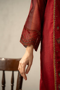 EMBROIDERED KHAADI NET STITCHED 3 PIECE SUIT