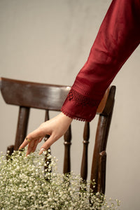 EMBROIDERED RAW SILK STITCHED 3 PIECE SUIT