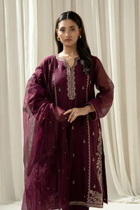 EMBROIDERED KHADDI NET STITCHED 3 PIECE SUIT