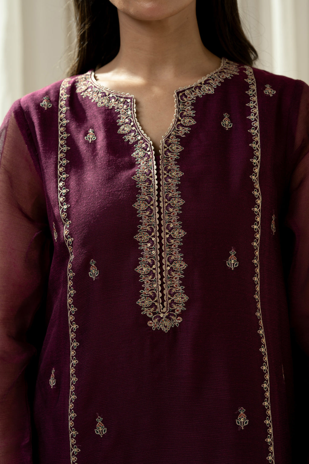 EMBROIDERED KHADDI NET STITCHED 3 PIECE SUIT