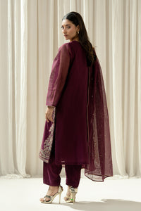 EMBROIDERED KHADDI NET STITCHED 3 PIECE SUIT