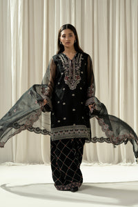 EMBROIDERED ORGANZA STITCHED 3 PIECE SUIT