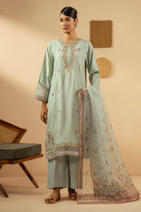 EMBROIDERED RAW SILK STITCHED 3 PIECE SUIT