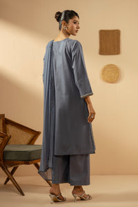 EMBROIDERED CAMBRIC STITCHED 3 PIECE SUIT