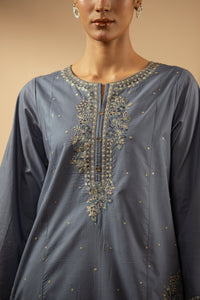 EMBROIDERED CAMBRIC STITCHED 3 PIECE SUIT