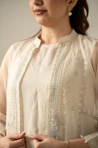 EMBROIDERED ORGANZA STITCHED 3 PIECE SUIT