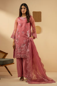 EMBROIDERED ORGANZA STITCHED 3 PIECE SUIT