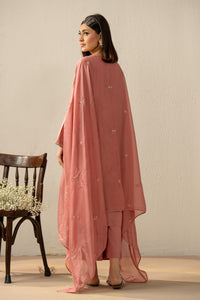 EMBROIDERED RAW SILK STITCHED 3 PIECE SUIT