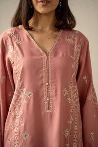 EMBROIDERED RAW SILK STITCHED 3 PIECE SUIT