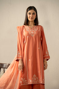 EMBROIDERED RAW SILK STITCHED 3 PIECE SUIT