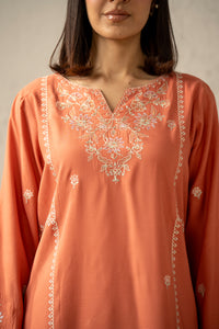EMBROIDERED RAW SILK STITCHED 3 PIECE SUIT