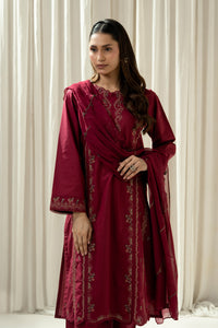 EMBROIDERED CAMBRIC STITCHED 3 PIECE SUIT