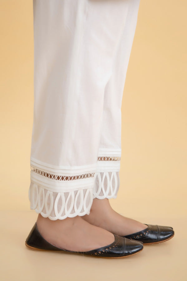 Embroidered Cambric Cigarette Pants