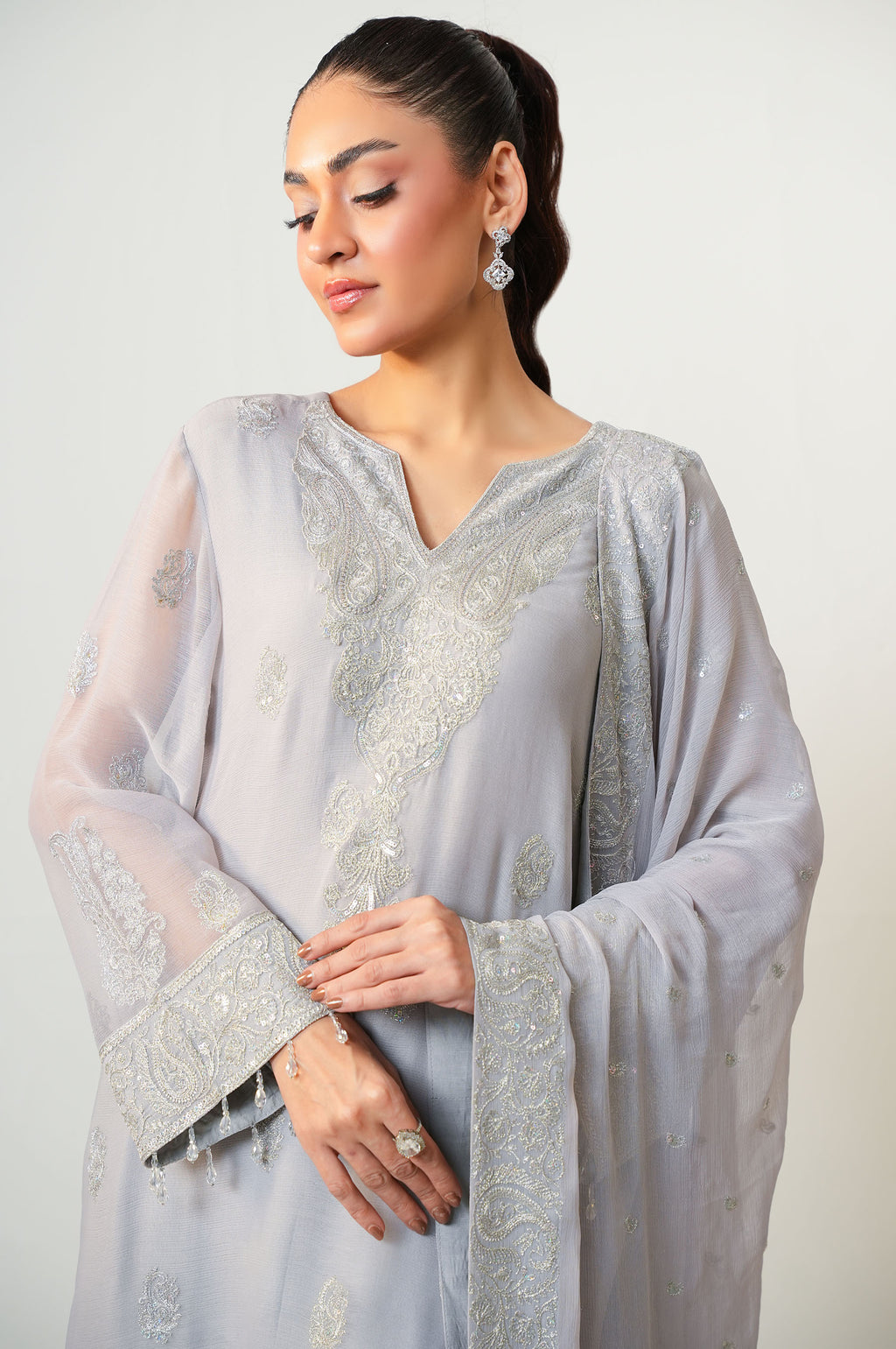 UNSTITCHED EMBROIDERED SUIT