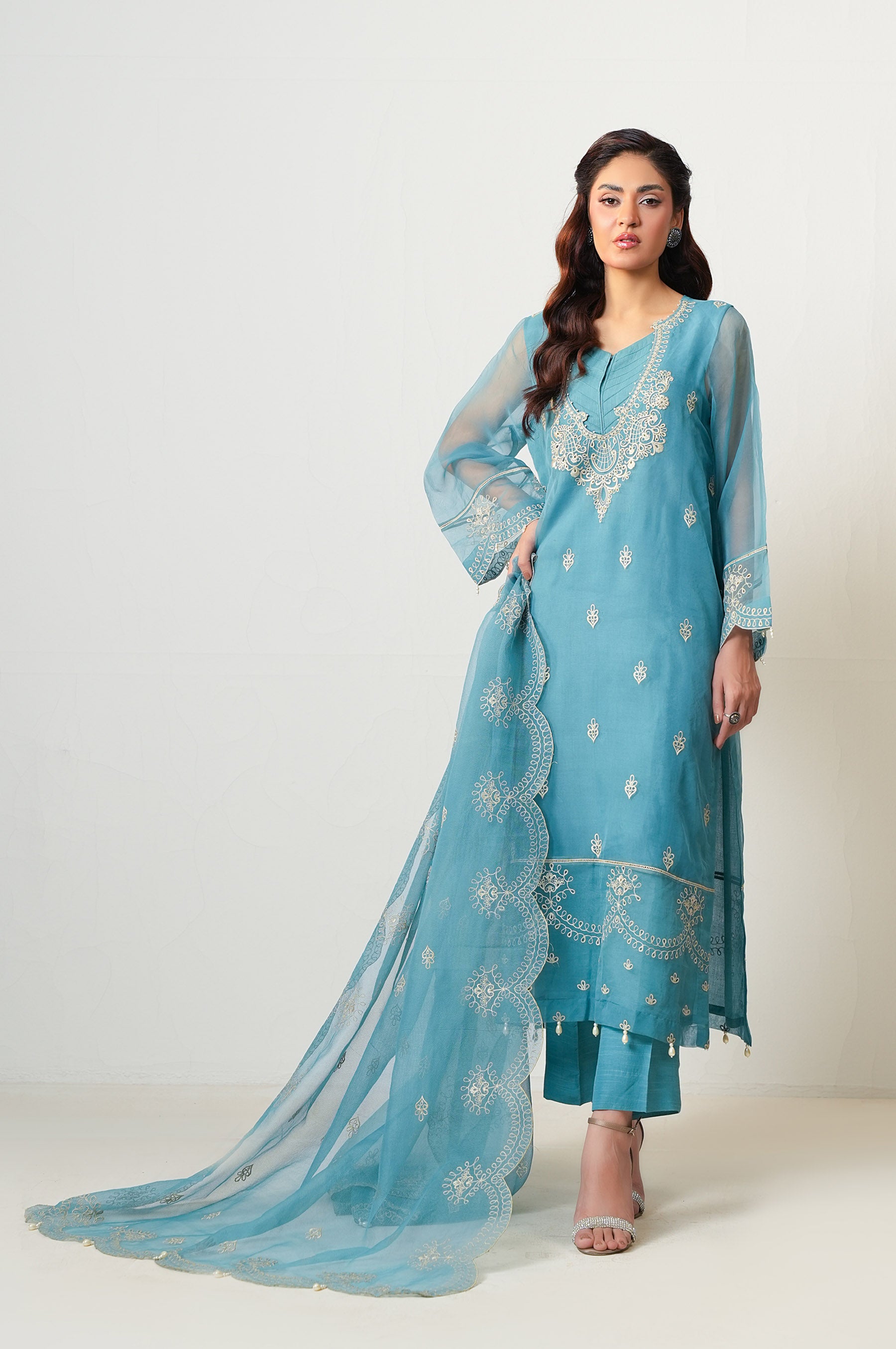EMBROIDERED ORGANZA STITCHED SHIRT