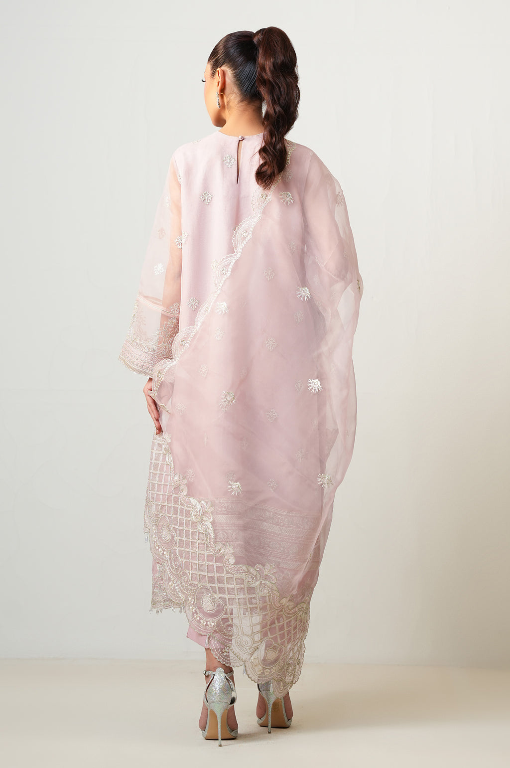 Unstitched 3 Piece Embroidered Organza Suit