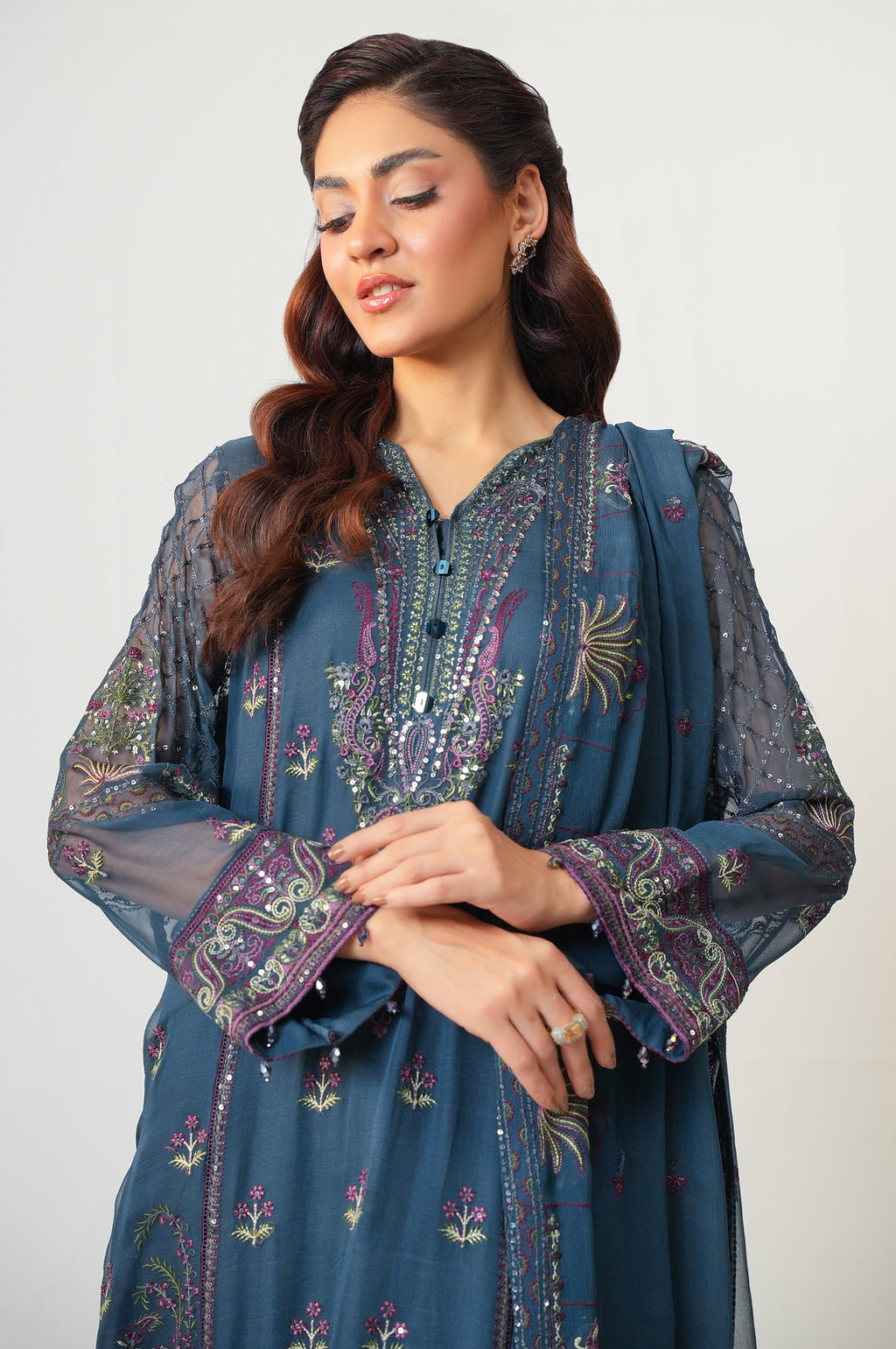 UNSTITCHED EMBROIDERED SUIT
