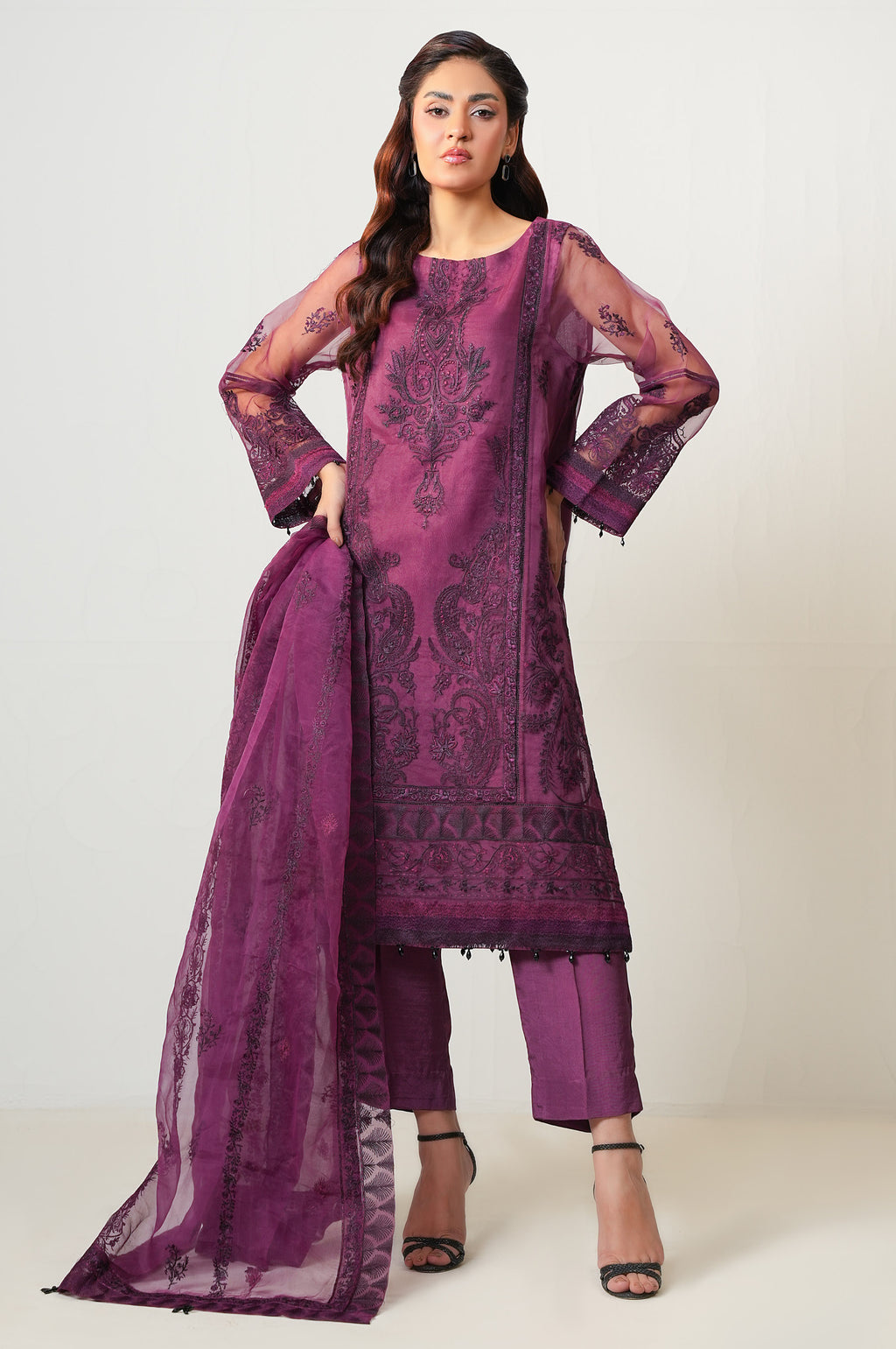 UNSTITCHED EMBROIDERED SUIT