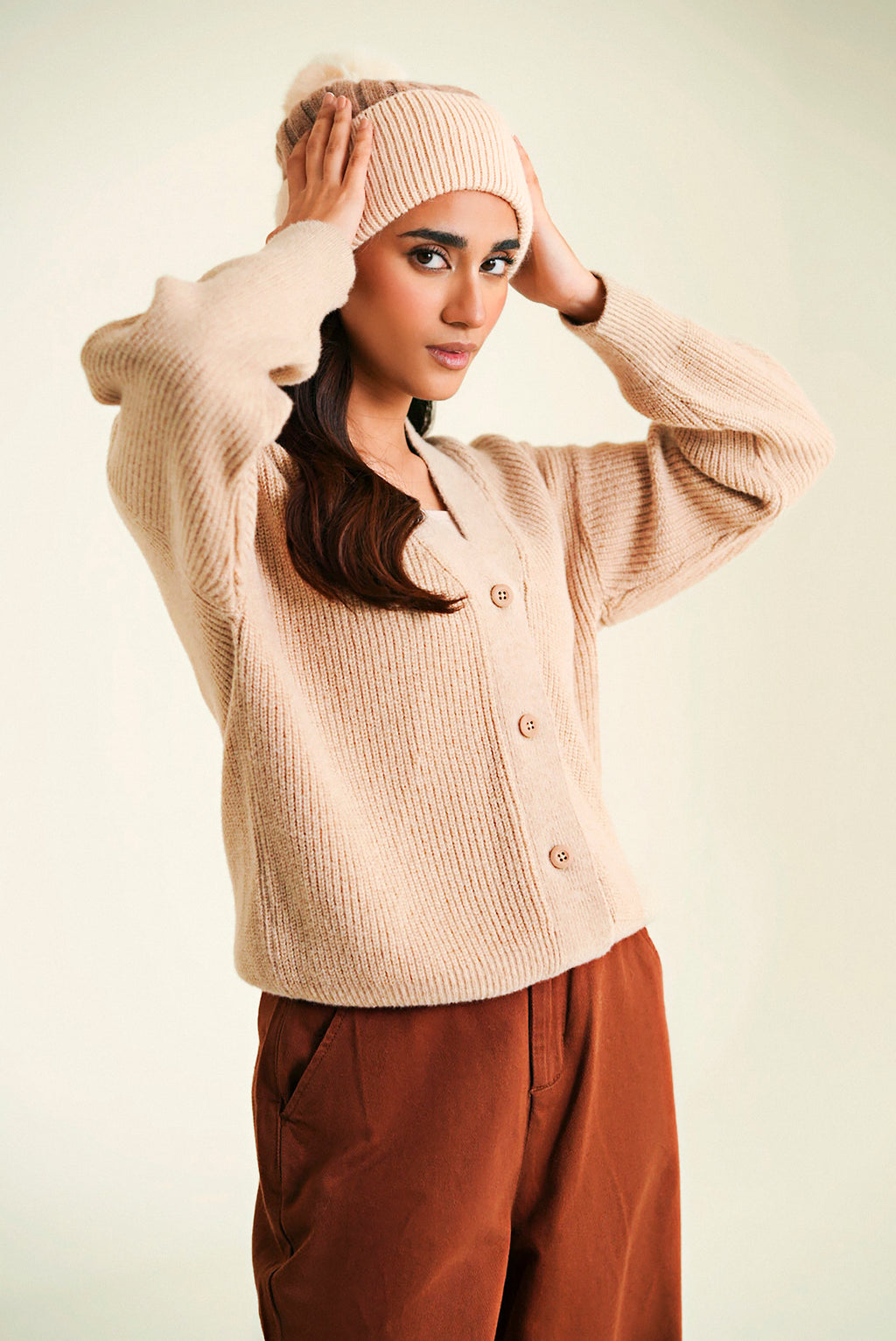 Wool Beanie - Brown