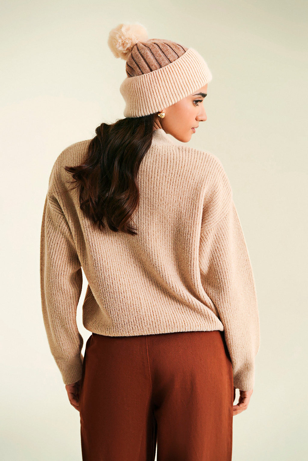Wool Beanie - Brown
