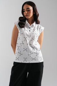 SLEEVELESS PRINTED POLO