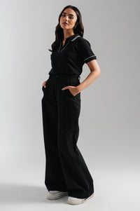 Basic Johny Collar Pique Polo - Black