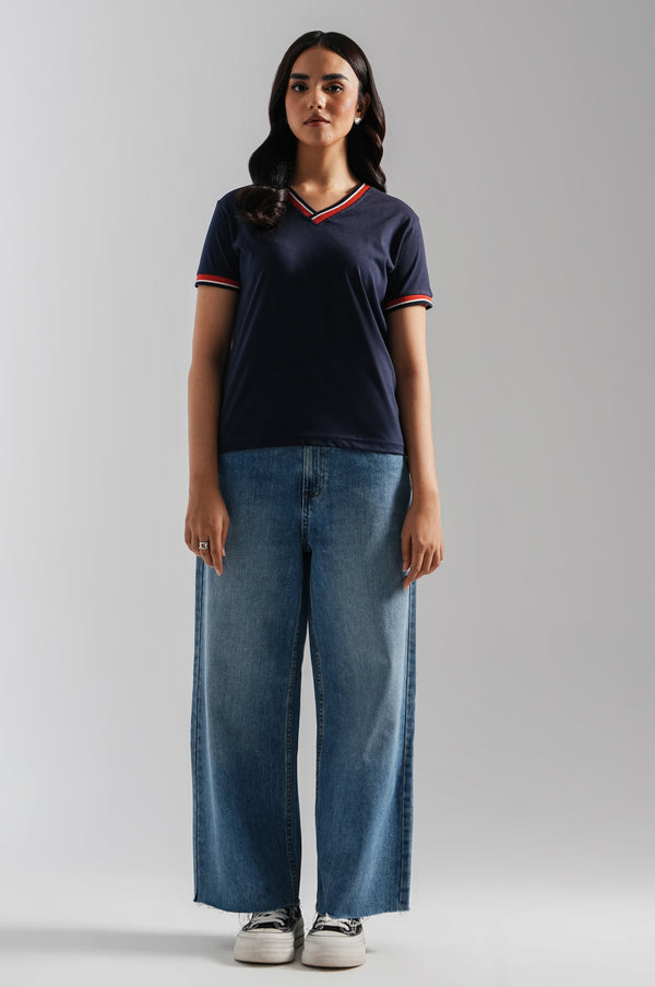 Basic V-Neck Tee - Navy