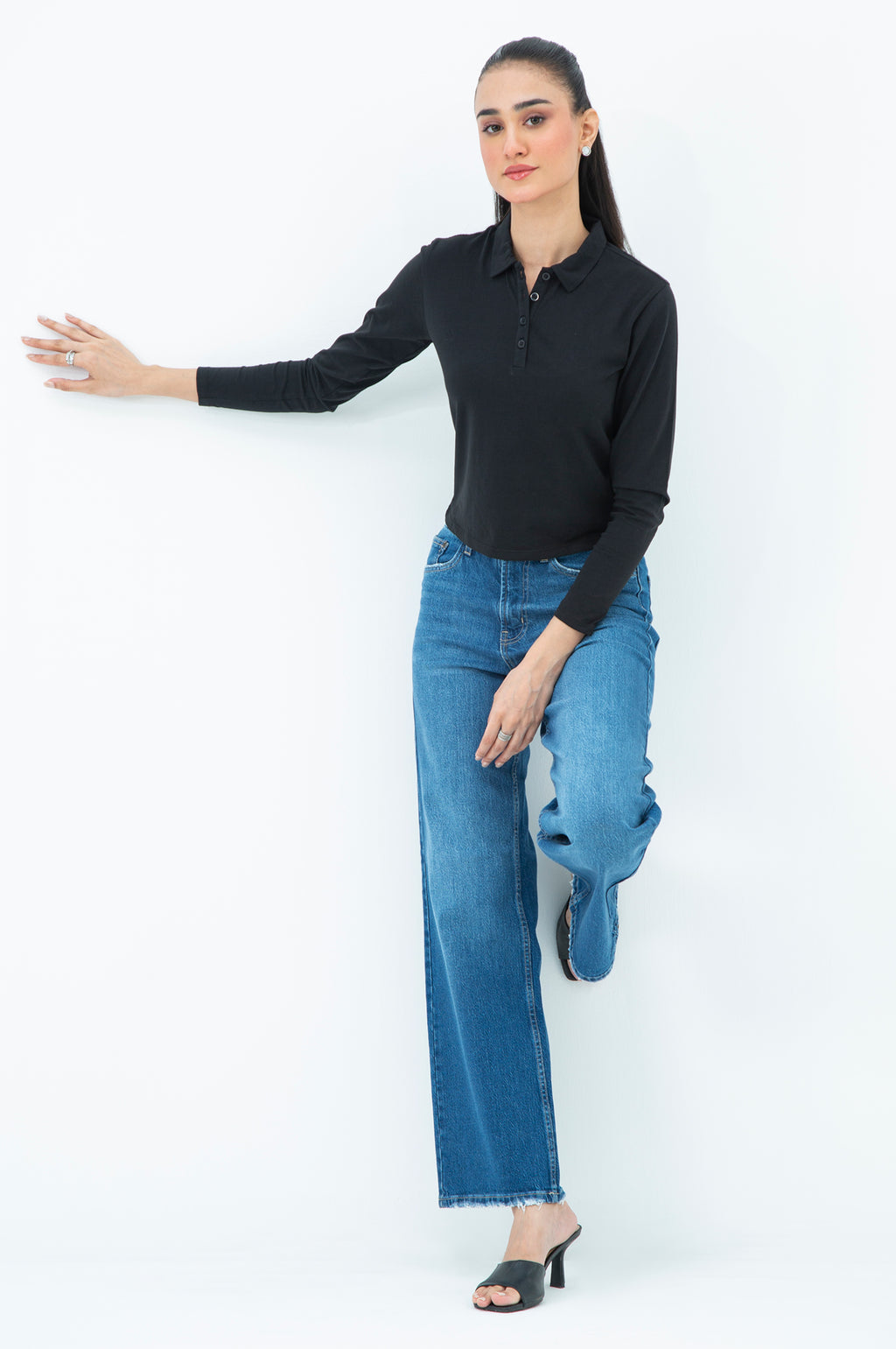 WIDE LEG DENIM PANTS