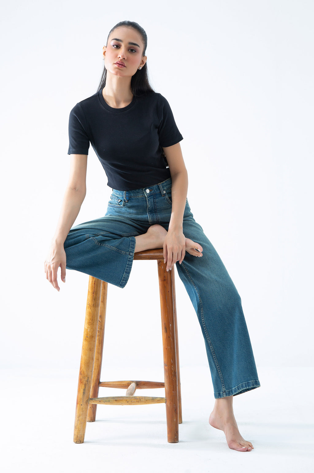 FLARED DENIM PANTS