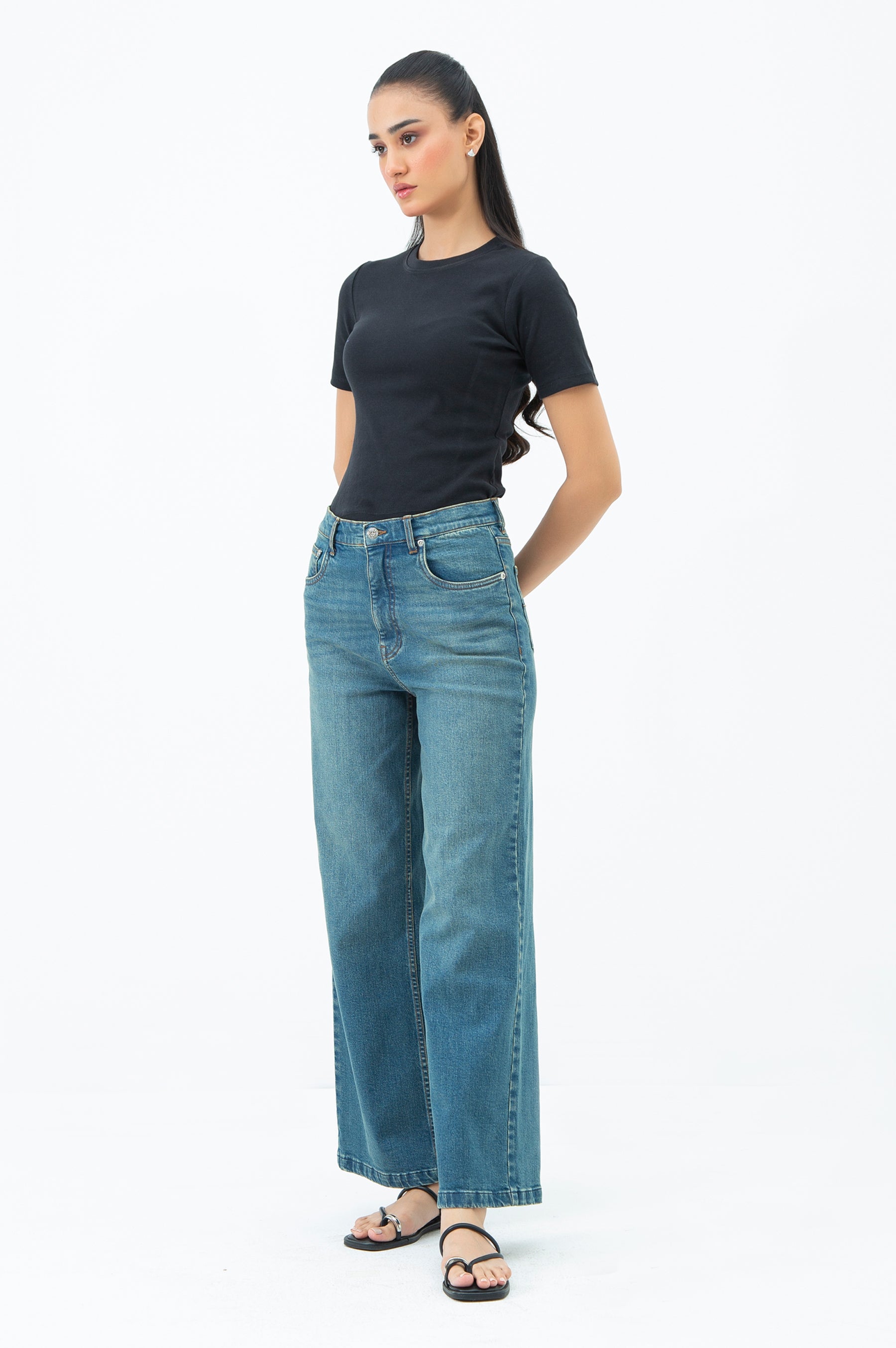 FLARED DENIM PANTS
