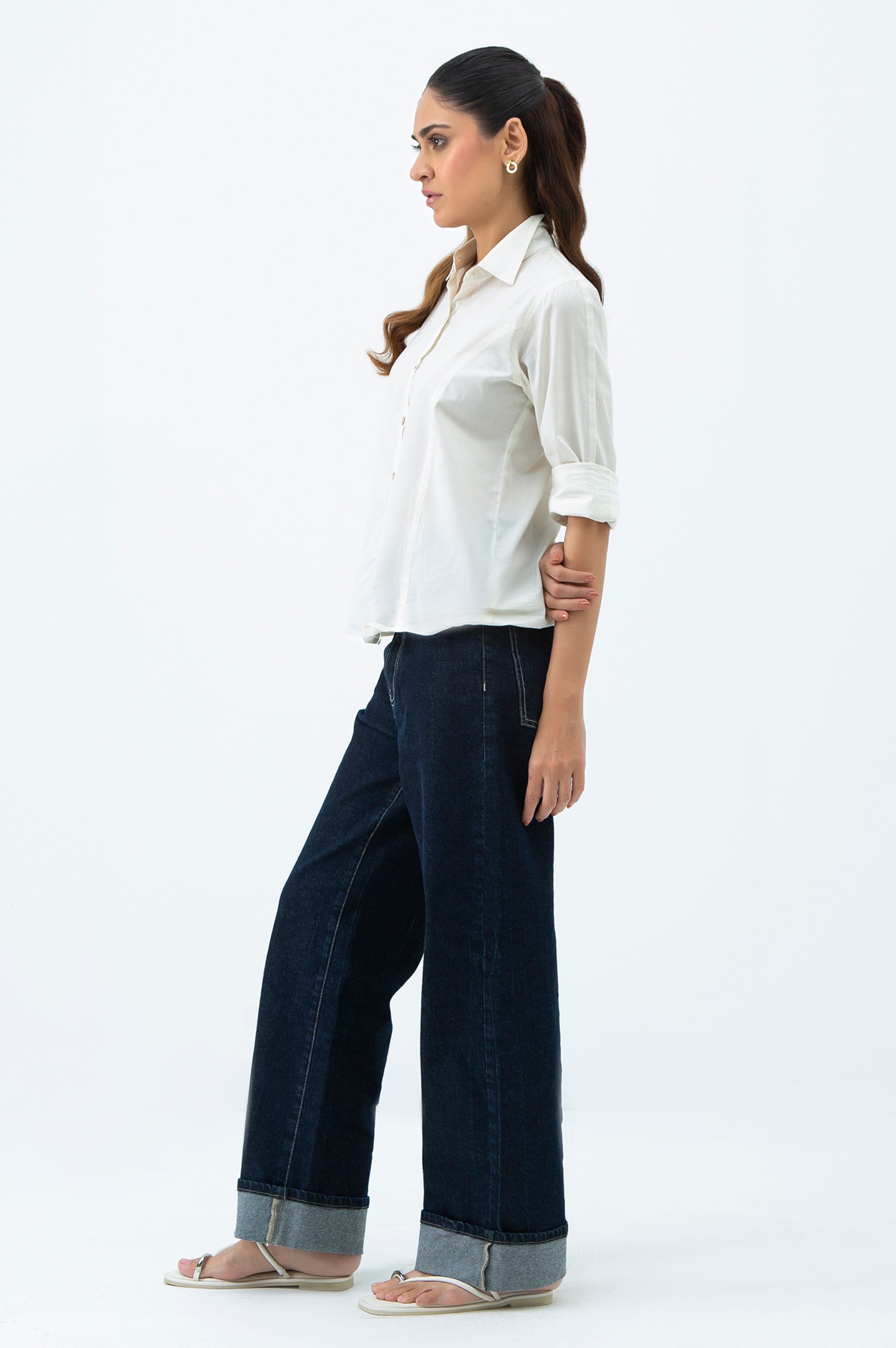Stylized Folded Straight Fit Jeans
