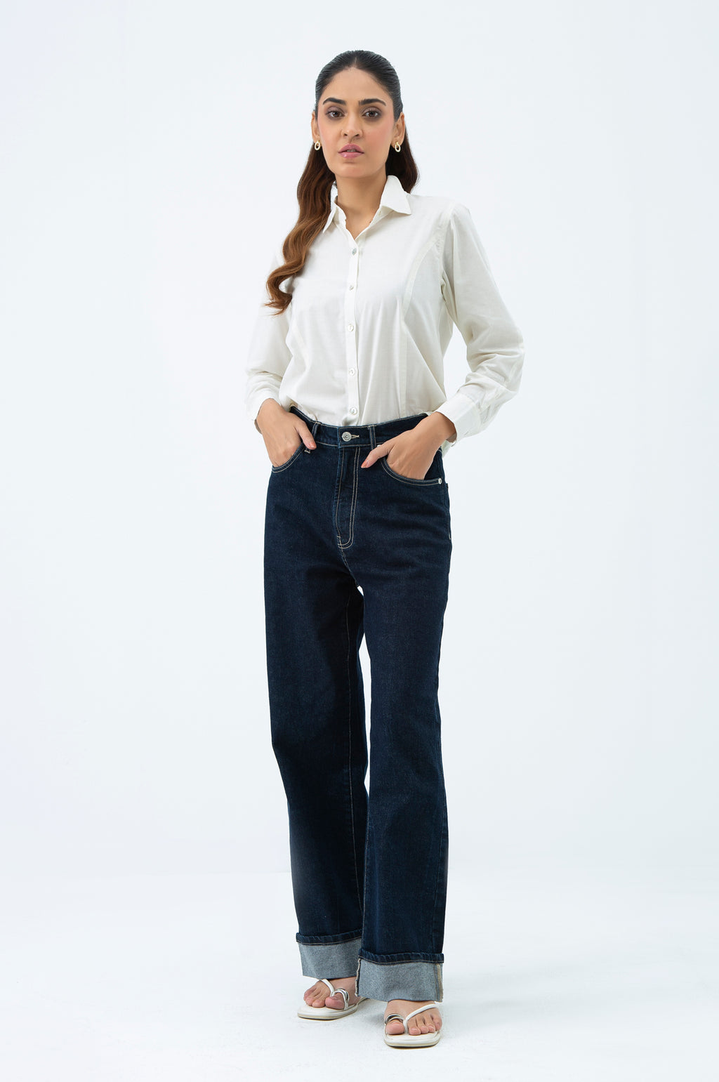 Stylized Folded Straight Fit Jeans