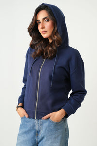 Cropped Fleece Zipper Hoodie