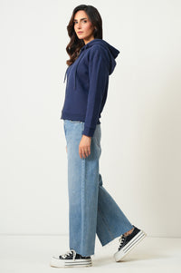 Cropped Fleece Zipper Hoodie