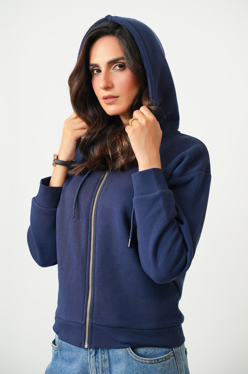 Cropped Fleece Zipper Hoodie