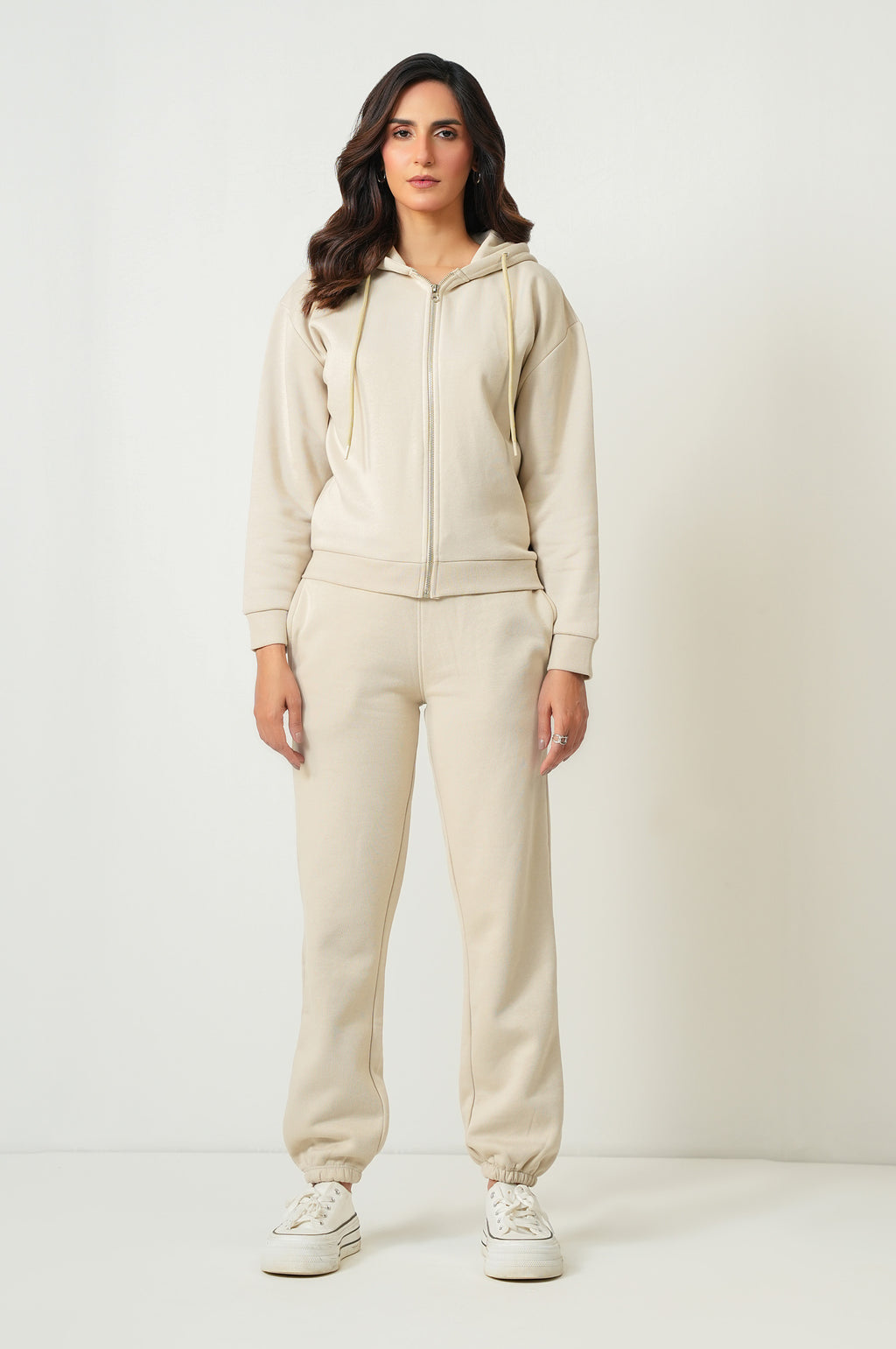 Cropped Zipper Fleece Hoodie