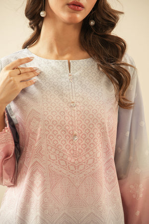 Contemporary multi-colored printed lawn unstitched 3-piece suit showing dynamic and artistic pattern layouts