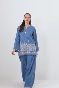 Stitched 2 Piece Embroidered Cambric Suit