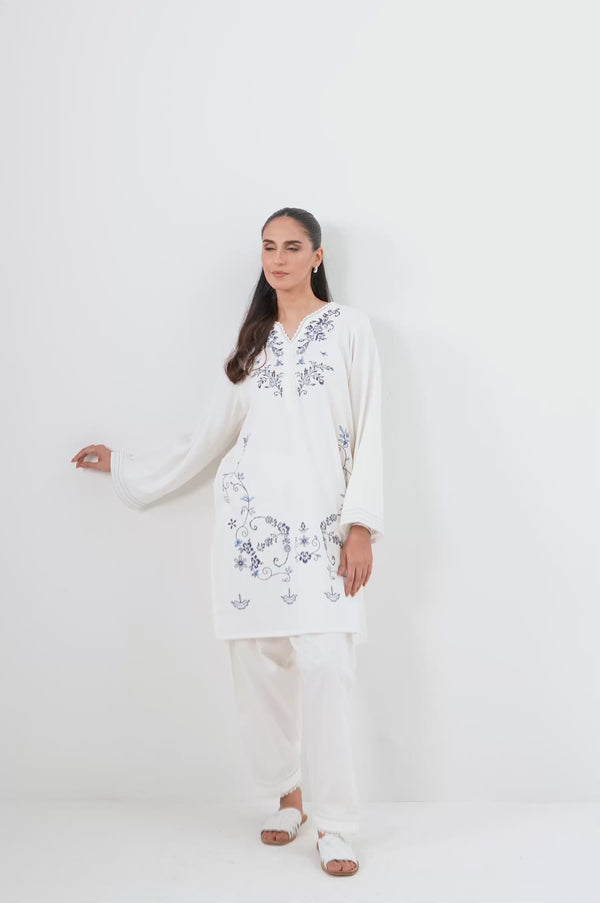 Stitched 2 Piece Embroidered Poplin Dobby Suit