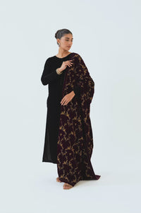 Embroidered Velvet Shawl - Brownish Purple