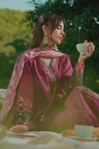 EMBROIDERED COTTON SATIN UNSTITCHED 3 PIECE SUIT