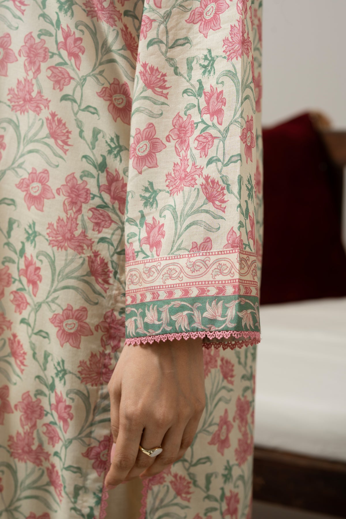 Soft mint green printed lawn unstitched 3-piece suit presenting a refreshing, lightweight summer profile