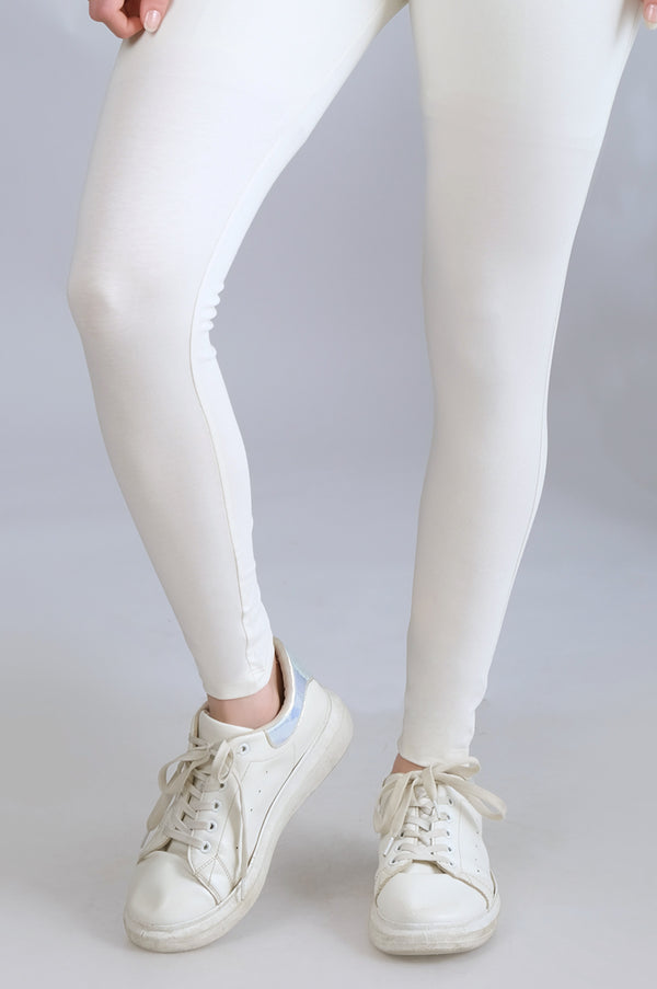 Basic Plain Tights - Off White