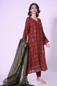 3 Piece Unstitched Embroidered Khadi Net Suit