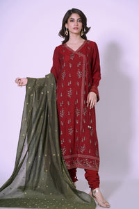 3 Piece Unstitched Embroidered Khadi Net Suit