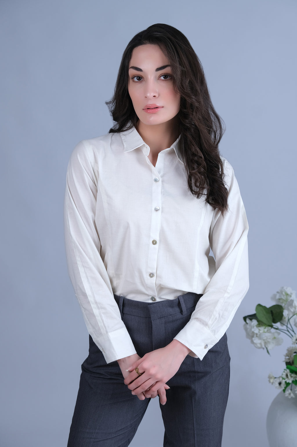 Straight Fit Formal Pants - Grey